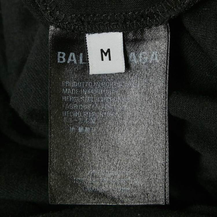 Pre Owned Balenciaga Black Logo Print Jersey T-Shirt M