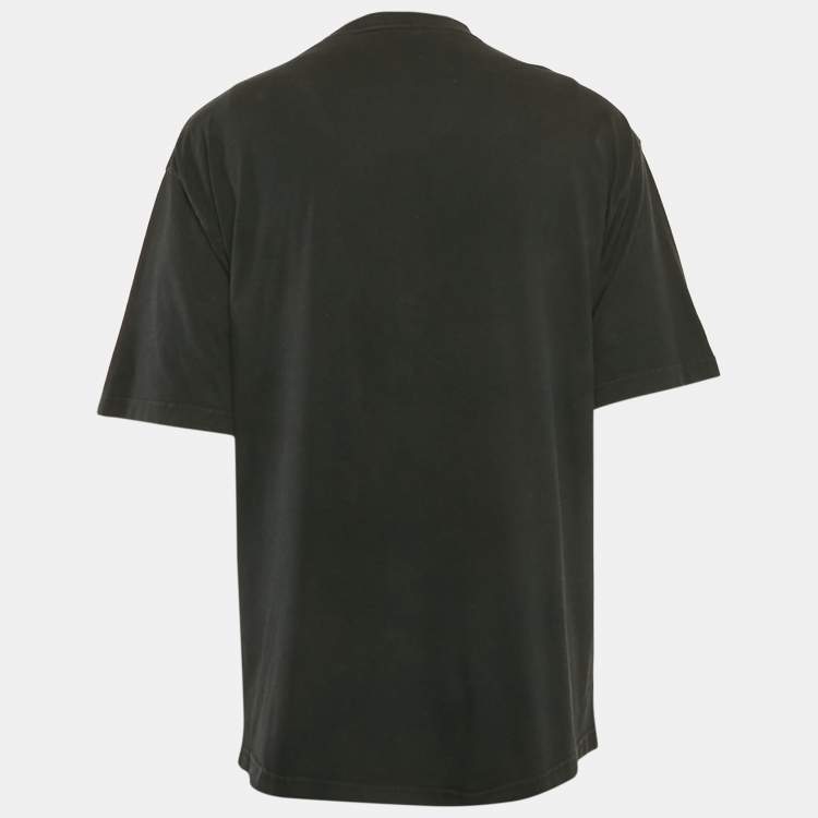 Pre Owned Balenciaga Black Logo Print Jersey T-Shirt M