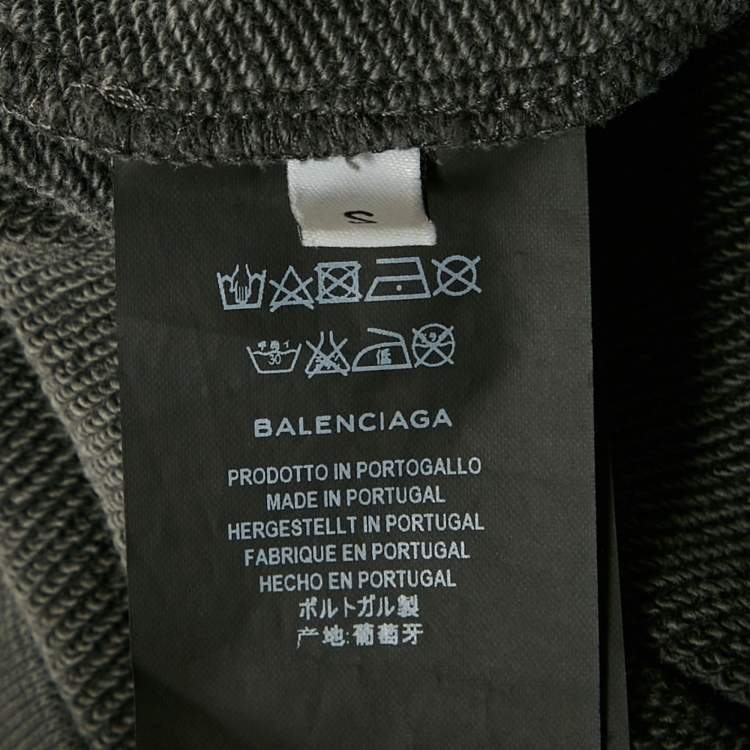 Pre Owned Balenciaga Grey Cotton Pocket Detail Oversized Hoodie S