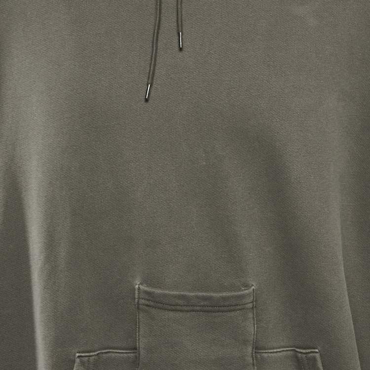 Pre Owned Balenciaga Grey Cotton Pocket Detail Oversized Hoodie S