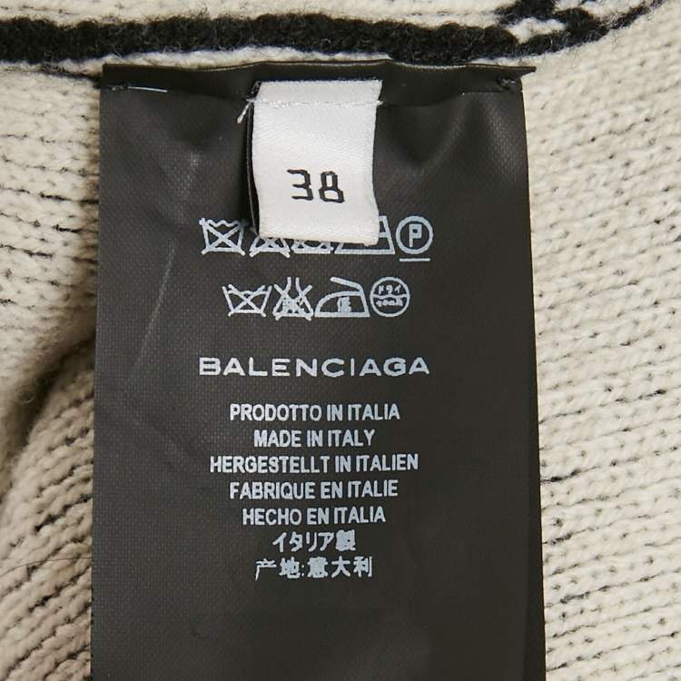 Pre Owned Balenciaga Black All Over Pattern Rib Knit Turtleneck Oversized Sweater M