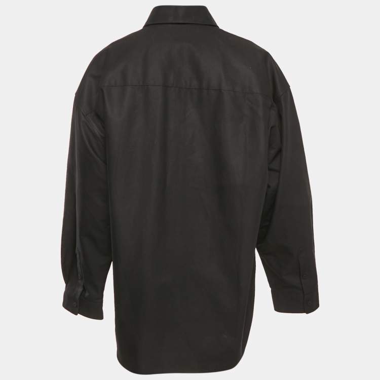 Pre Owned Balenciaga Unisex Black Cotton Gabardine Oversized Shirt XXS