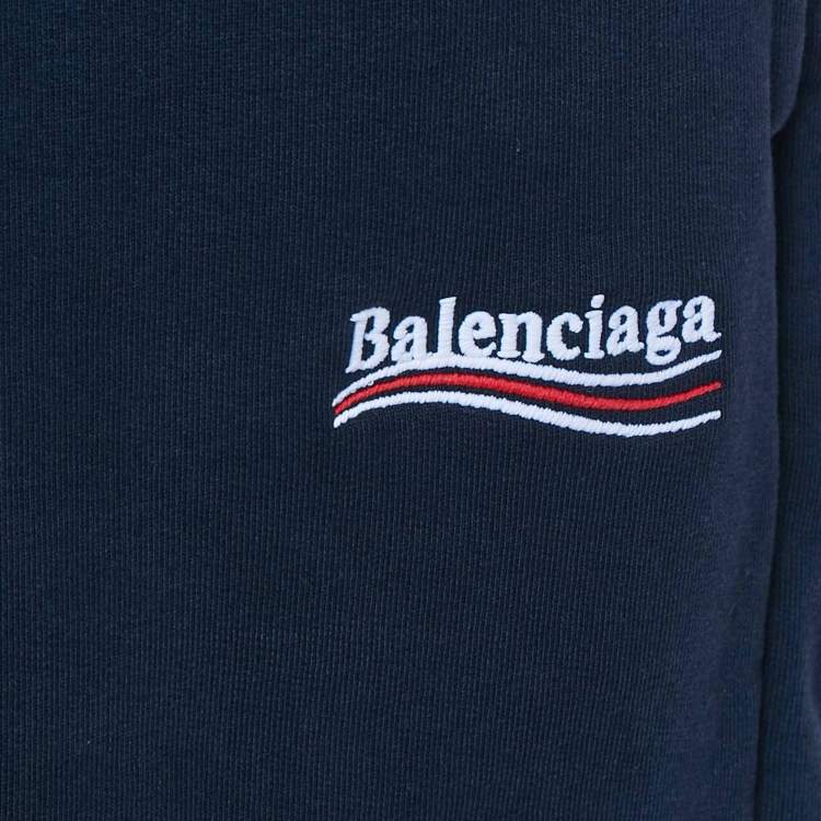 Pre Owned Balenciaga Unifit Navy Blue Cotton Knit Campaign Distressed Shorts M