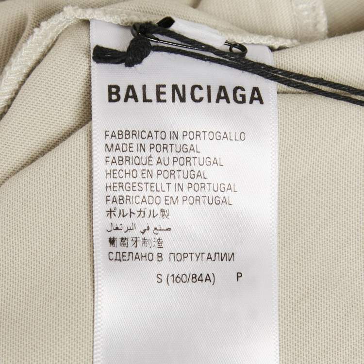 مملوكة مسبقًا Balenciaga Light Grey Logo Print Cotton Crew Neck Oversized Unisex T-Shirt S