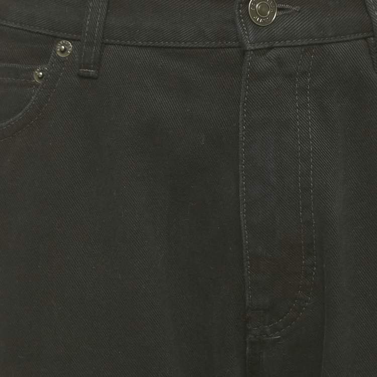 Pre Owned Balenciaga Unisex Black Knee Ripped Denim Straight Leg Jeans S Waist 31"