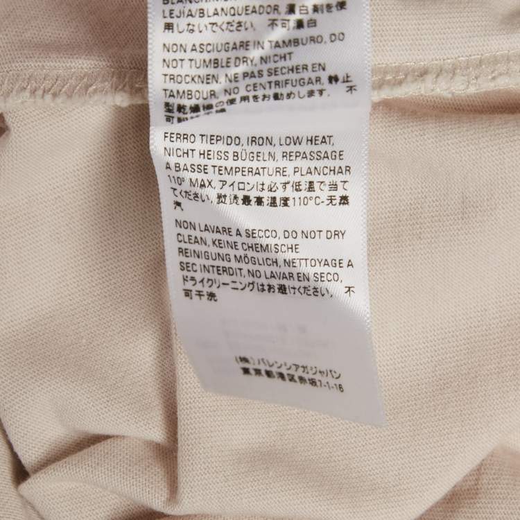 Pre Owned Balenciaga Unisex Beige Logo Print Jersey T-Shirt M