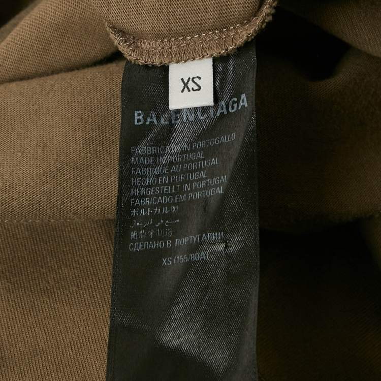 مملوكة مسبقًا Balenciaga Unisex Taupe Logo Embroiderd Jersey T-shirt XS 