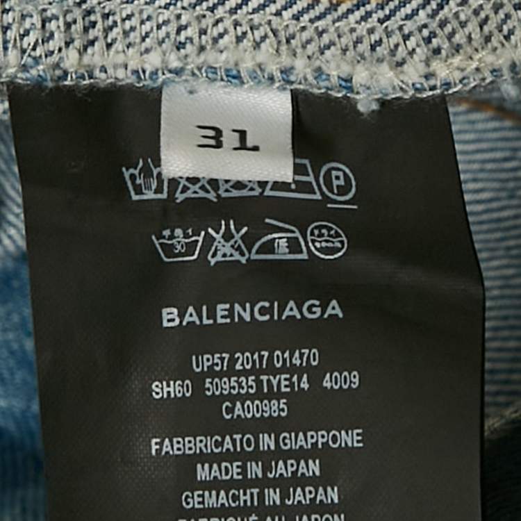 Pre Owned Balenciaga Blue Faded Blue Denim Shorts M Waist 31"