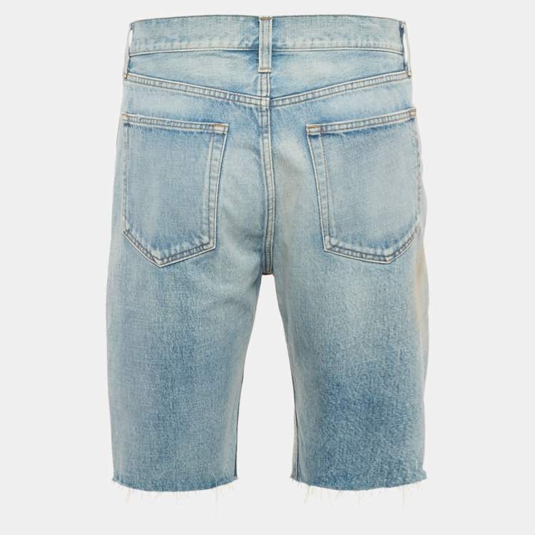 Pre Owned Balenciaga Blue Faded Blue Denim Shorts M Waist 31"