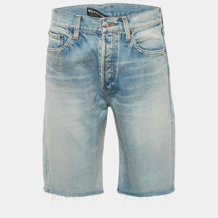 Pre Owned Balenciaga Blue Faded Blue Denim Shorts M Waist 31"