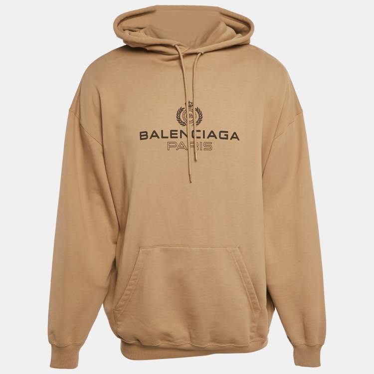 Pre Owned Balenciaga Brown  Cotton Oversized Hoodie M