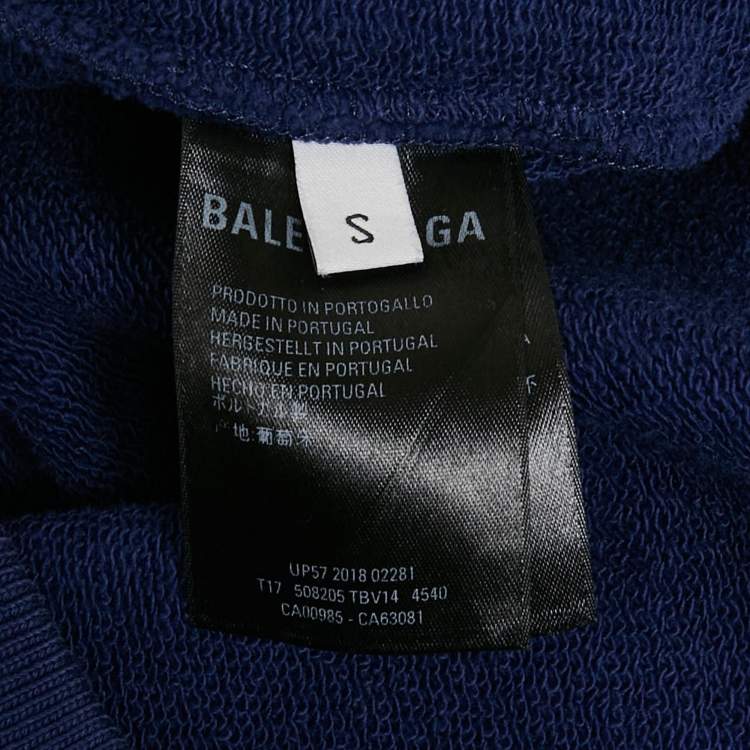 Pre Owned Balenciaga Blue Campaign Print Cotton Knit Hoodie S 