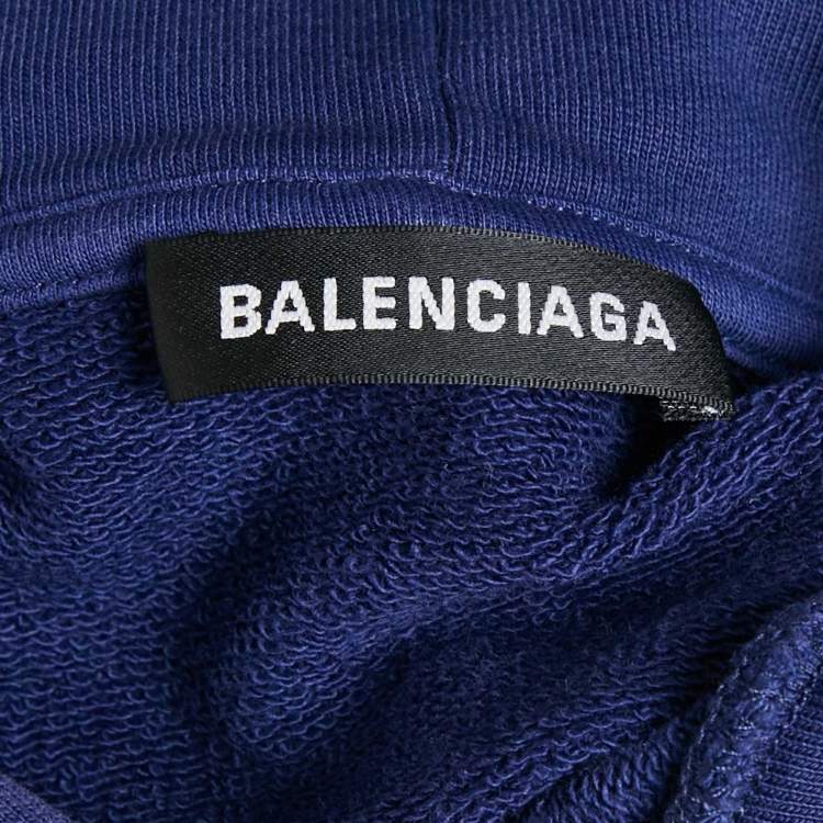 Pre Owned Balenciaga Blue Campaign Print Cotton Knit Hoodie S 