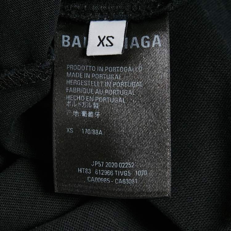 Pre Owned Balenciaga Black Logo Print Cotton Jersey Crewneck T-Shirt  XS