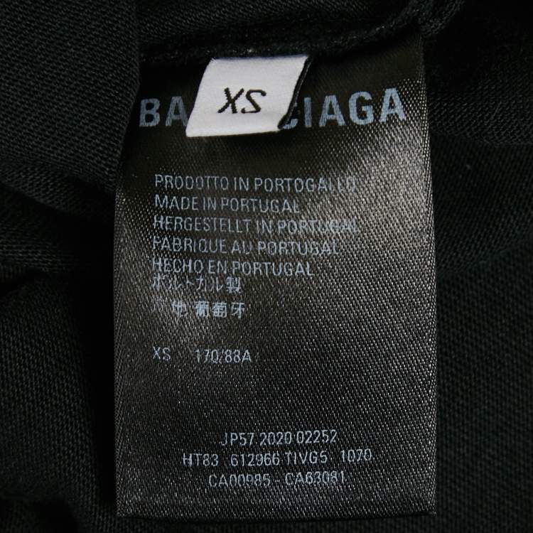 Pre Owned Balenciaga Black Logo Print Cotton Jersey Crewneck T-Shirt  XS