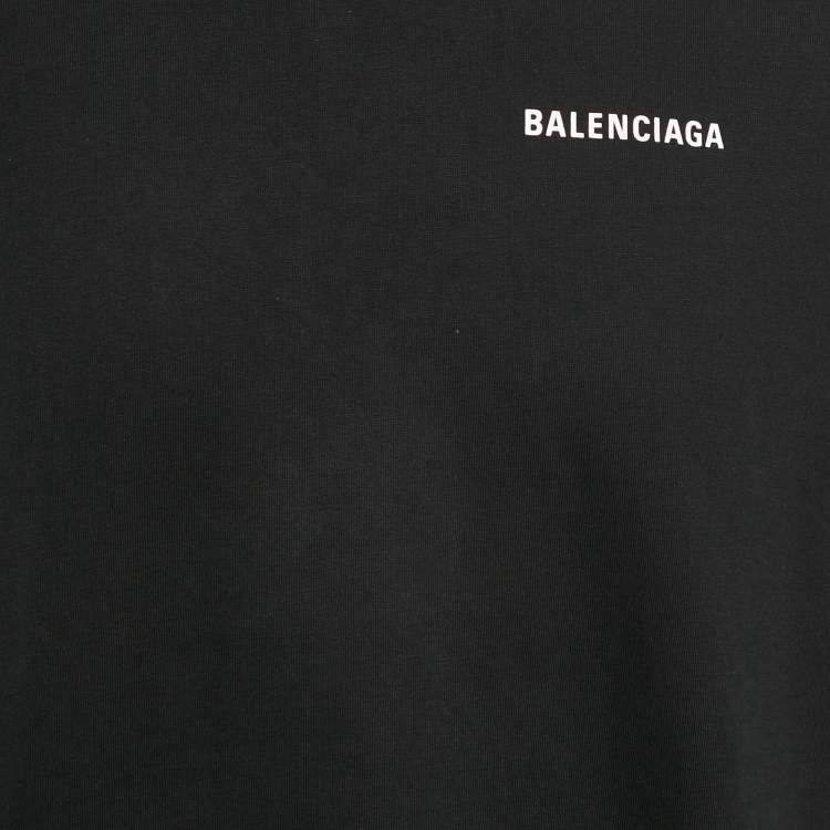 Pre Owned Balenciaga Black Logo Print Cotton Jersey Crewneck T-Shirt  XS