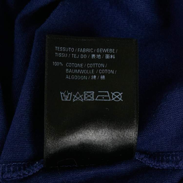 Pre Owned Balenciaga Unisex Blue Logo Print Jersey T-Shirt XS