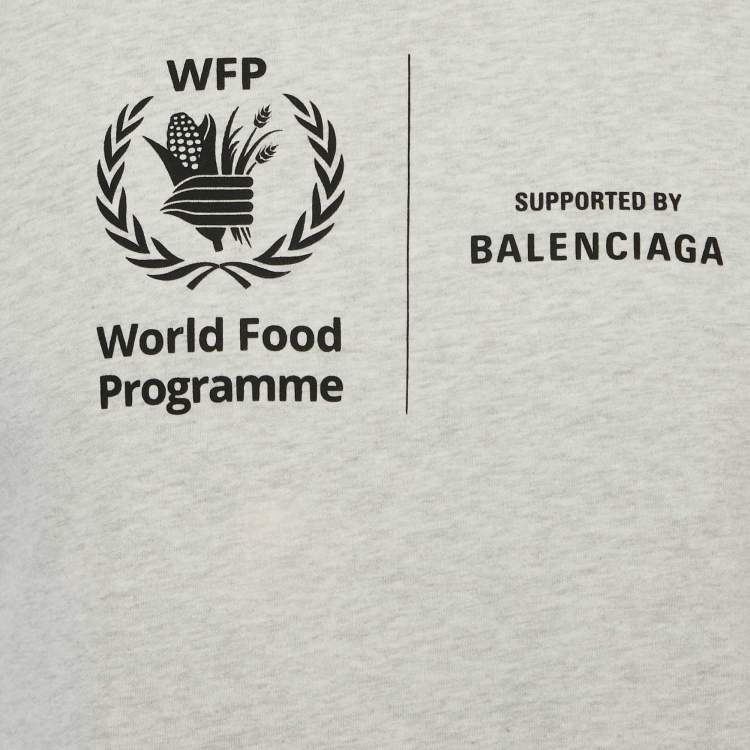 Pre Owned Balenciaga Grey Melange WFP Print Jersey T-Shirt XS