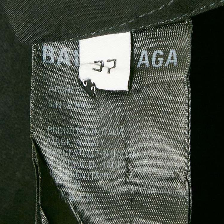 Pre Owned Balenciaga Black All Over Logo Print Cotton Oversized Shirt XS