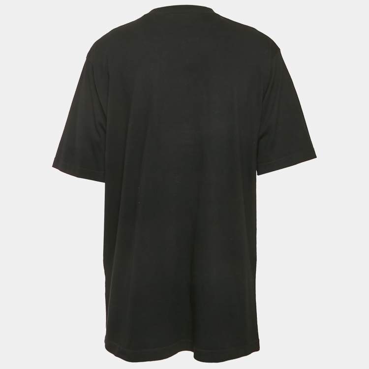 Pre Owned Balenciaga Black Logo Print Cotton Jersey Crewneck T-Shirt M