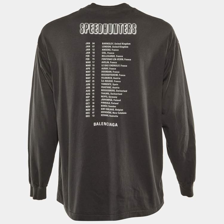 Pre Owned Balenciaga Grey Speedhunters Cotton Oversized Long Sleeve T-Shirt S