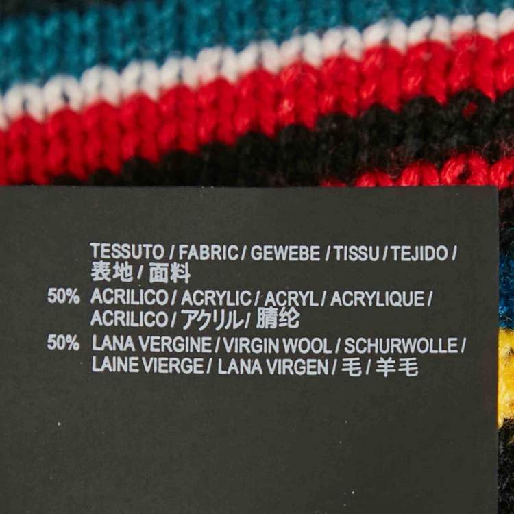 Pre Owned Balenciaga Multicolor Logo Intarsia Striped Wool Blend Oversized Sweater XXS  
