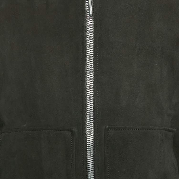 Pre Owned Balenciaga Black Suede Bomber Jacket L