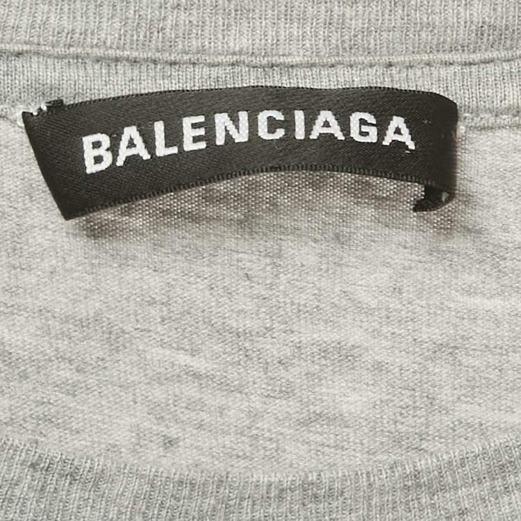 Pre Owned Balenciaga Grey Political Campaign Print Jersey T-Shirt XS