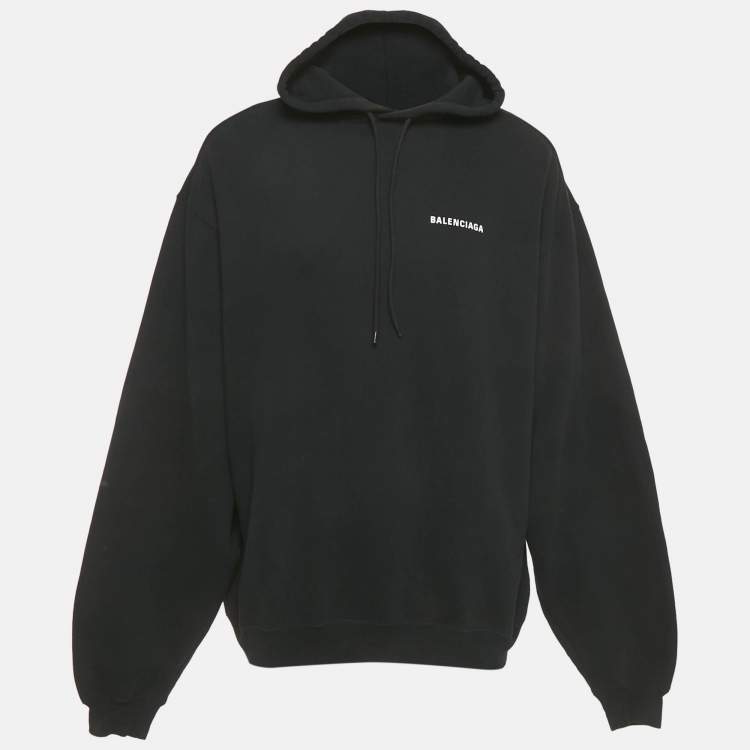 Pre Owned Balenciaga Black Cotton Knit Oversized Hoodie XS