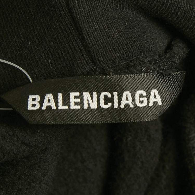 Pre Owned Balenciaga Black Cotton Knit Oversized Hoodie XS