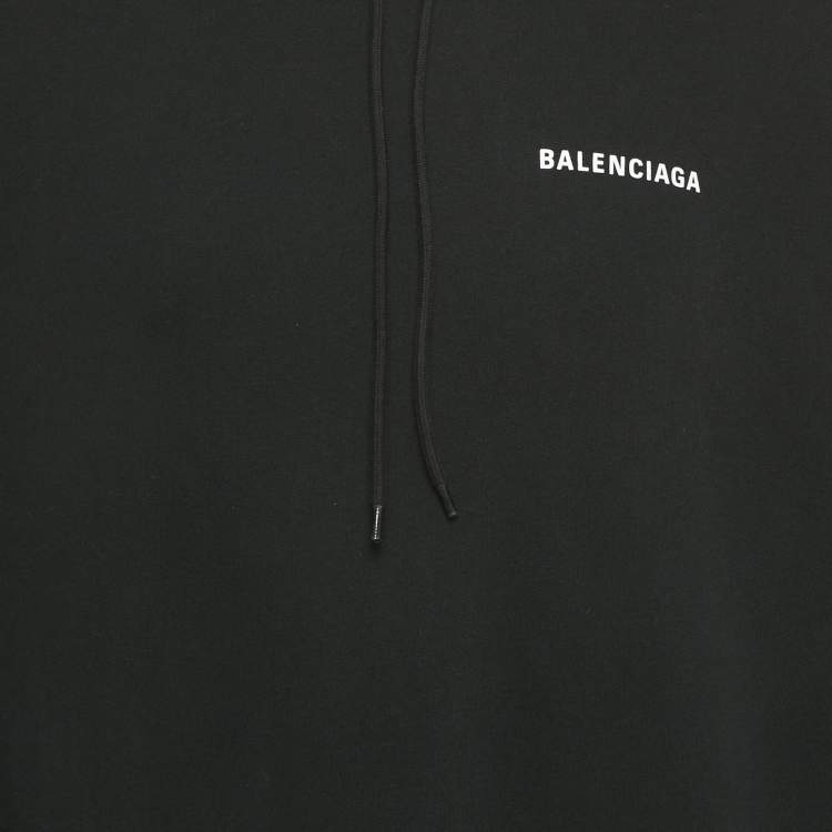 Pre Owned Balenciaga Black Cotton Knit Oversized Hoodie XS