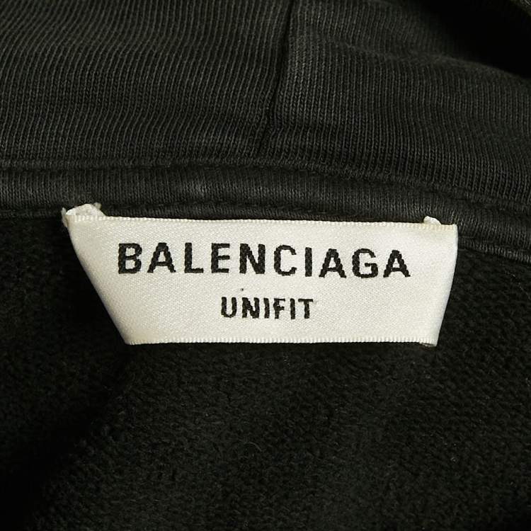Pre Owned Balenciaga Unifit Grey Varsity Print Cotton Hoodie XL