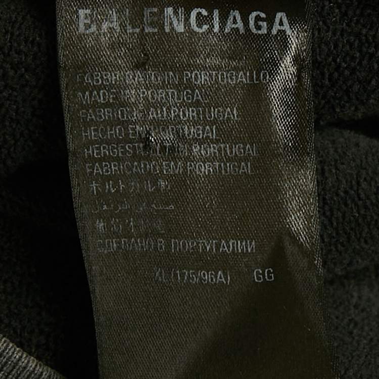 Pre Owned Balenciaga Unifit Grey Varsity Print Cotton Hoodie XL