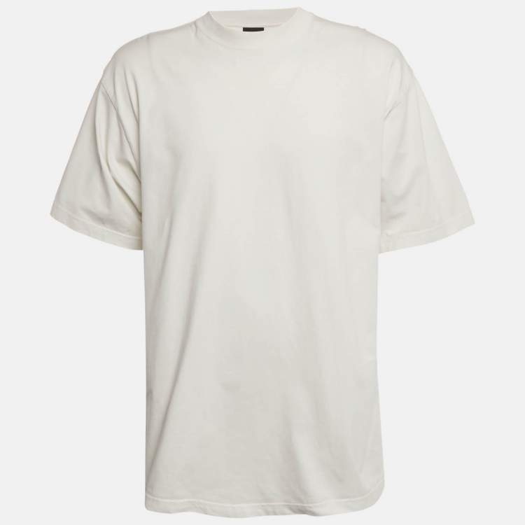 Pre Owned Balenciaga White Logo Embellished Cotton T-Shirt S
