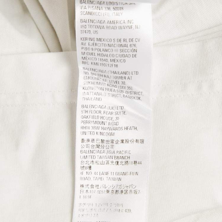 Pre Owned Balenciaga White Logo Embellished Cotton T-Shirt S