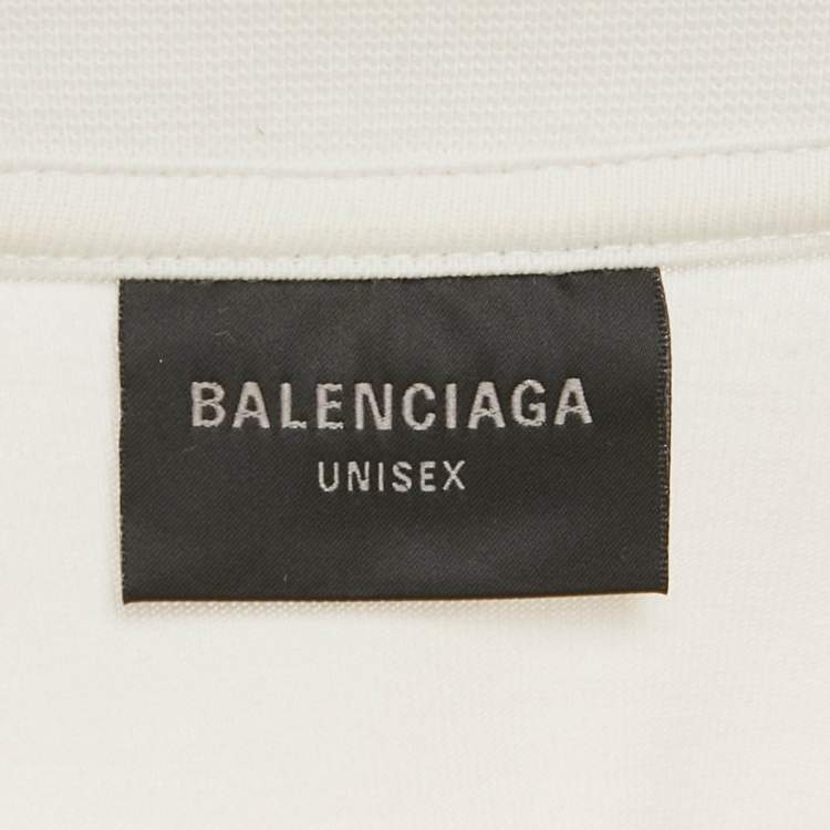 Pre Owned Balenciaga White Logo Embellished Cotton T-Shirt S