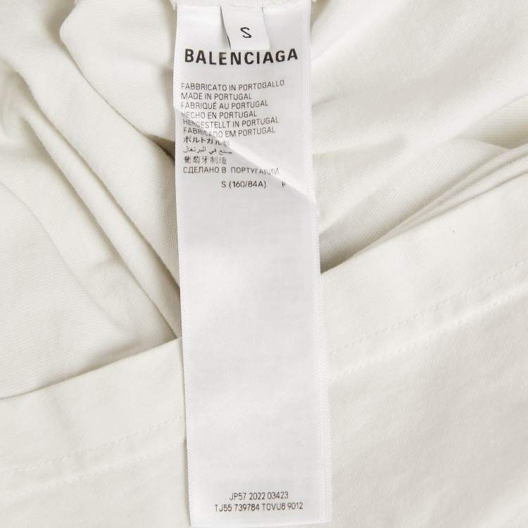 Pre Owned Balenciaga White Logo Embellished Cotton T-Shirt S