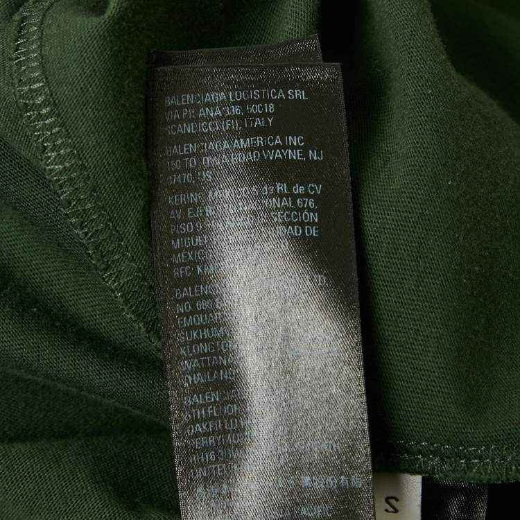 Pre Owned Balenciaga Olive Green Logo Embroidered Cotton T-Shirt S 
