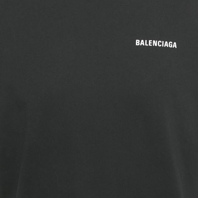 Pre Owned Balenciaga Black Logo Print Cotton Crew Neck Oversized Unisex T-Shirt XS
