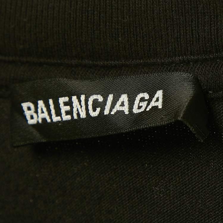 مملوكة مسبقًا Balenciaga Black Logo Print Cotton Crewneck T-Shirt XS