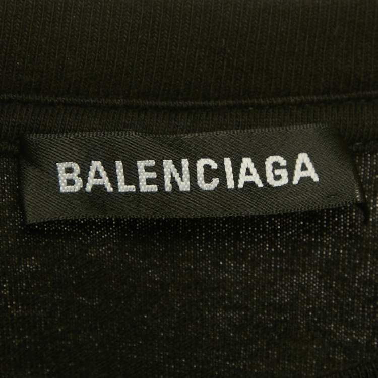 مملوكة مسبقًا Balenciaga Black Logo Print Cotton Crewneck T-Shirt XS