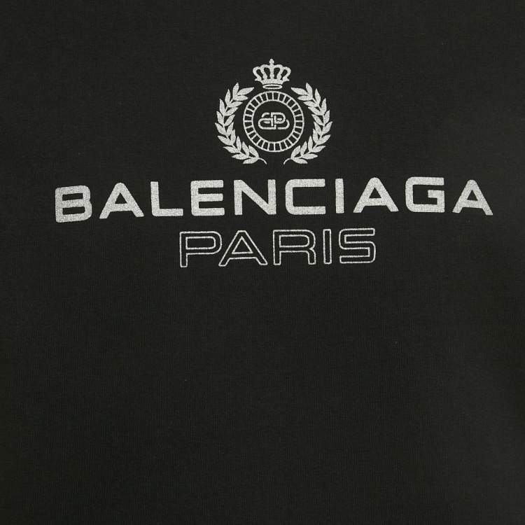 مملوكة مسبقًا Balenciaga Black Logo Print Cotton Crewneck T-Shirt XS