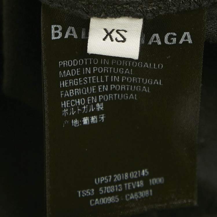 Pre Owned Balenciaga Black Logo Print Cotton T-Shirt XS