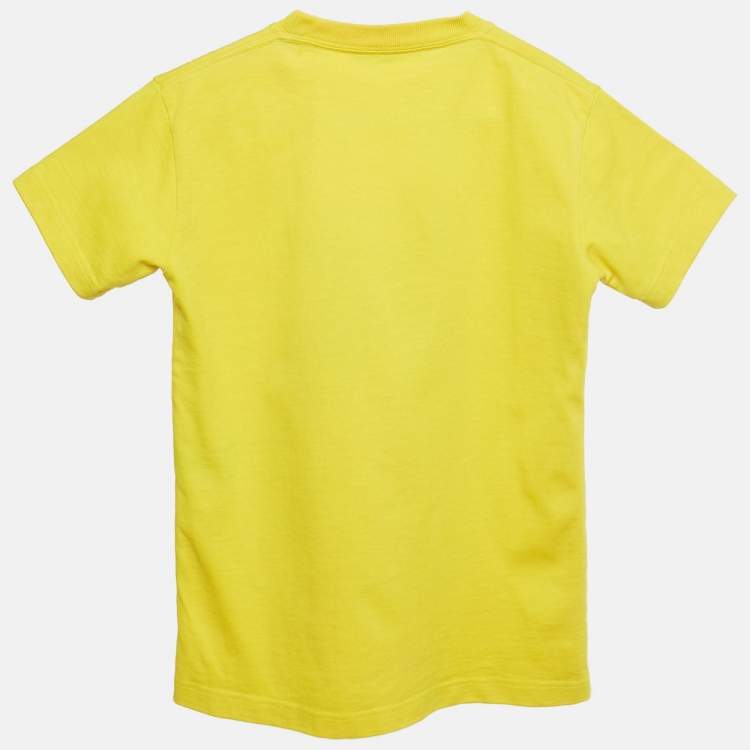 Pre Owned Balenciaga Yellow Logo Print Cotton Crewneck T-Shirt XS