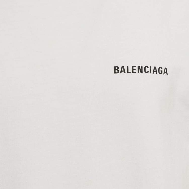Pre Owned Balenciaga White Logo Embroidered Cotton T-Shirt S 