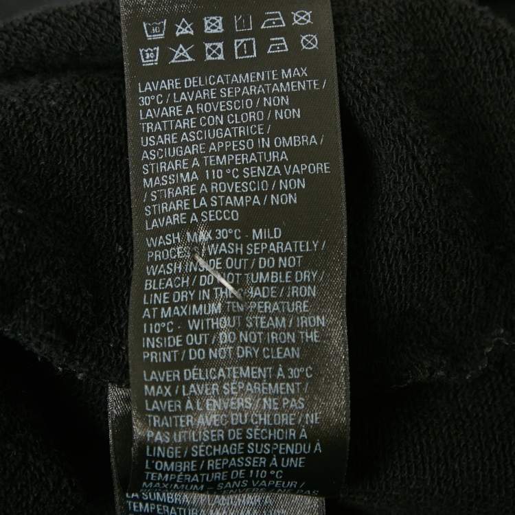 Pre Owned Balenciaga Black Printed Cotton Distressed Hoodie M