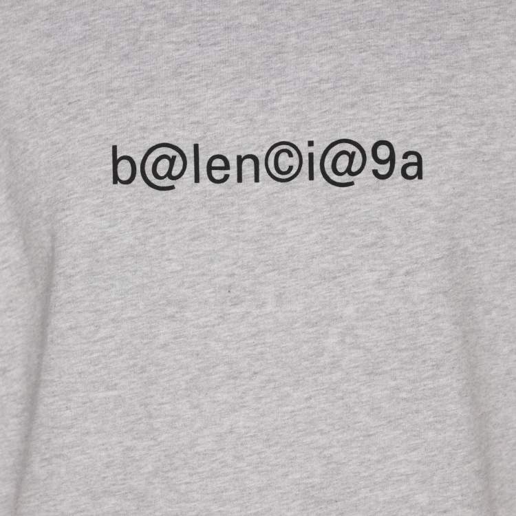 Pre Owned Balenciaga Grey Jersey Logo Print T-Shirt M