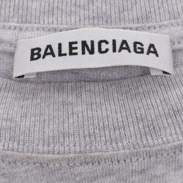 Pre Owned Balenciaga Grey Jersey Logo Print T-Shirt M
