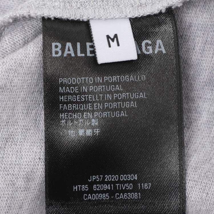 Pre Owned Balenciaga Grey Jersey Logo Print T-Shirt M