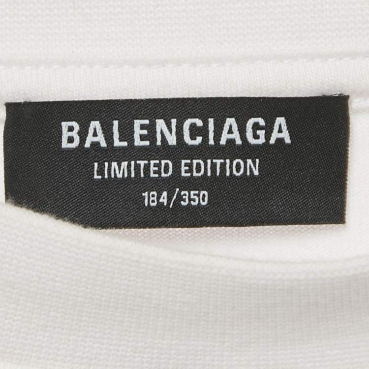 Pre Owned Balenciaga Limited Edition White 'Pink Martini' Cotton Oversized Sweatshirt M